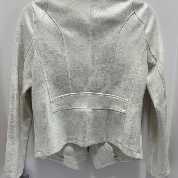 MARC NEW YORK Women's Ivory Silvery Faux Leather Jacket; Size: Small (S) - Picture 4 of 4